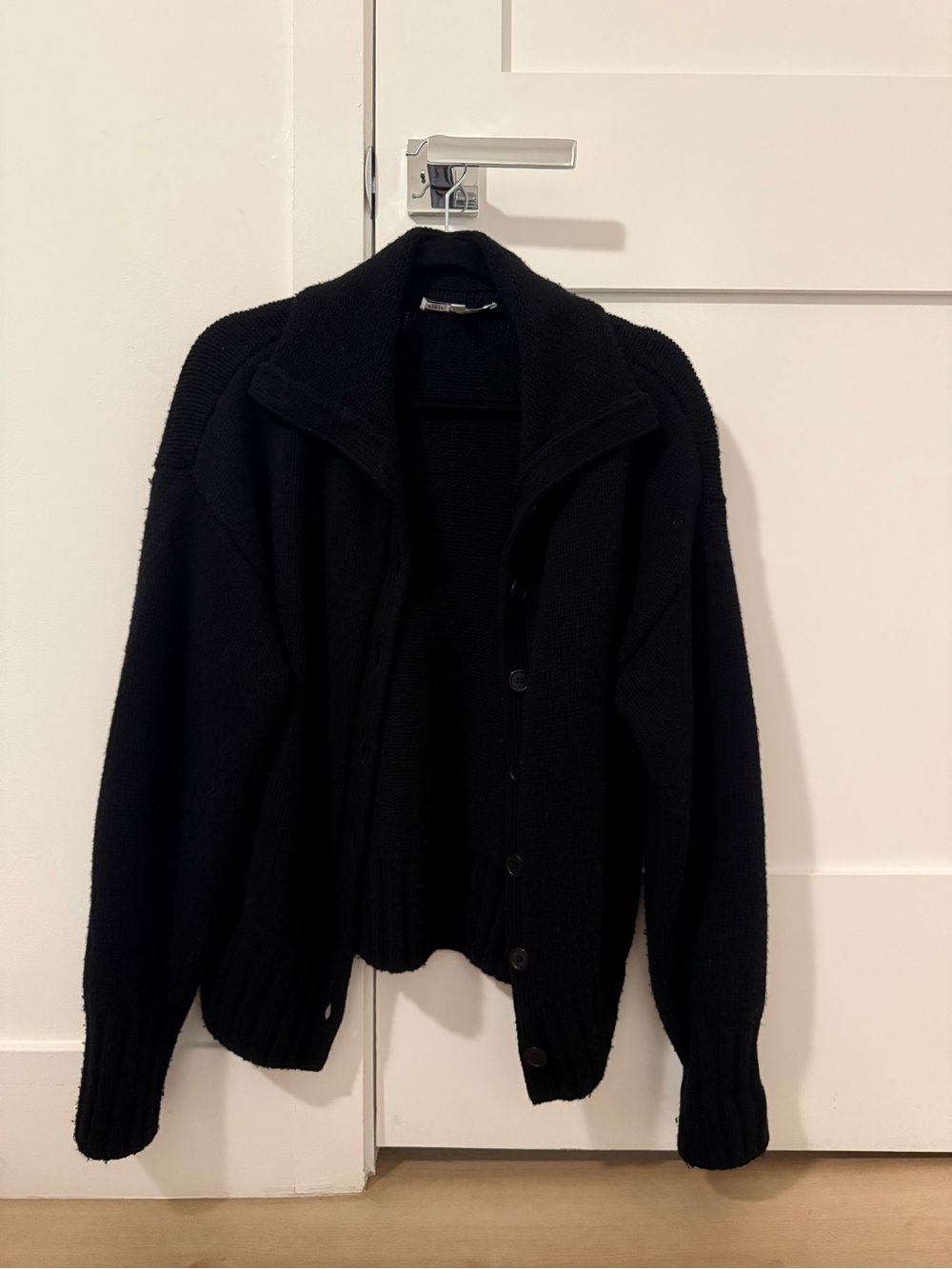EAVES Black Button-Up Knit Cardigan
